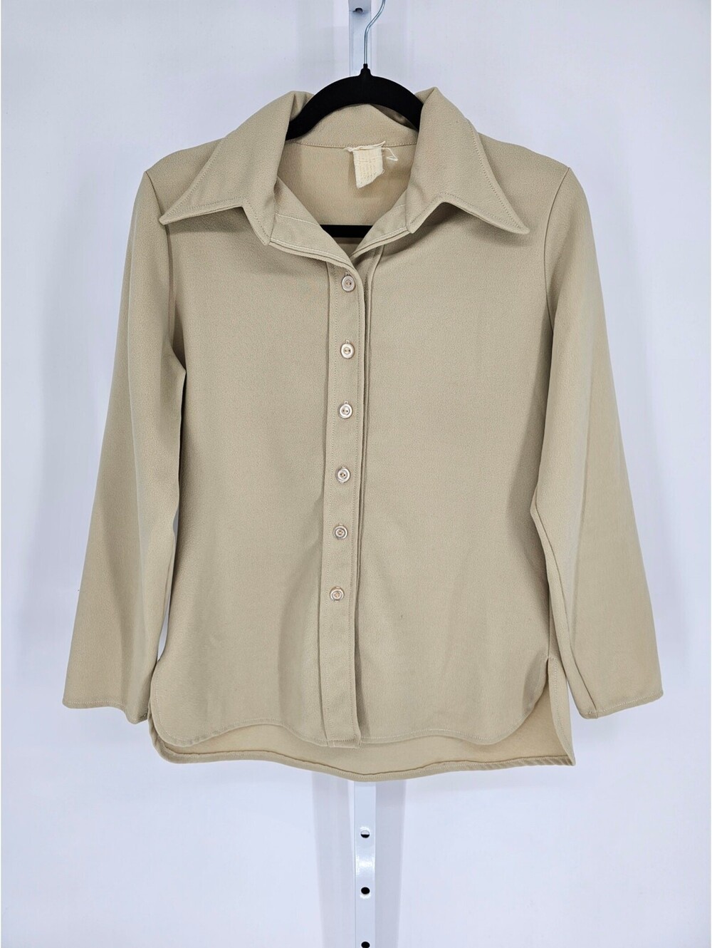 VTG Women's Tan Collared-Neck Long Sleeve Button-Up Jacket Size L